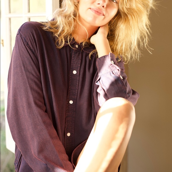 Casual chic stone wash Vintage style button up - Picture 1 of 7